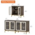 thumbnail image 2 of WAMPAT 2-in-1 Modern Glass Sideboard with Leather Texture, Metal Legs & Soft-Close Hinges, Extra Deep 16" Storage Buffet for Dining Room, 2 of 8