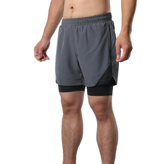Traning 2-In-1 Men Running Shorts With Towel Loop Pockets Quick Dry Exercise Shorts For Training Gym Workout