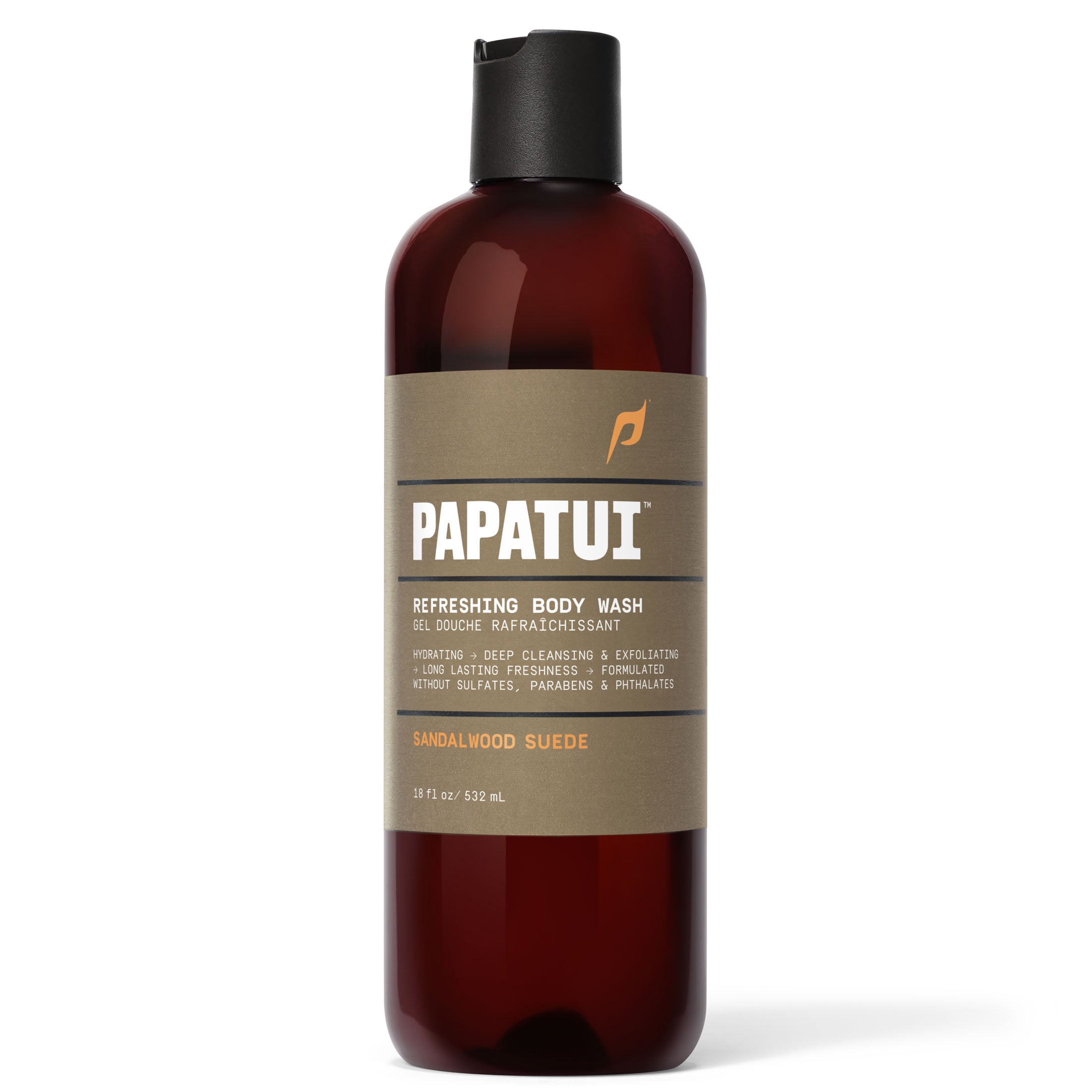 Papatui Refreshing Men's Body Wash, Sandalwood Suede, 18 oz