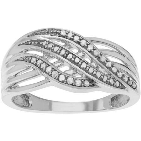 Brinley Co. Women's 1/6 T.D.W. Diamond Sterling Silver Pave Twist Fashion Ring, Silver