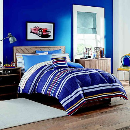 Indigo Striped 6 Piece Twin Comforter Set Walmart Com