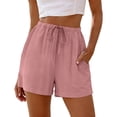 thumbnail image 2 of Womens Shorts Summer Casual Loose Elastic Waist Drawstring Comfy Lightweight Beach Shorts with Pockets, 2 of 8