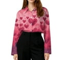 thumbnail image 5 of Dwralegc Shirts for Women Button Down Lapel Collar Blouses Loose Plus Size Heart Print Tops Casual Dressy Valentine Shirt Pink 2XL, 5 of 5