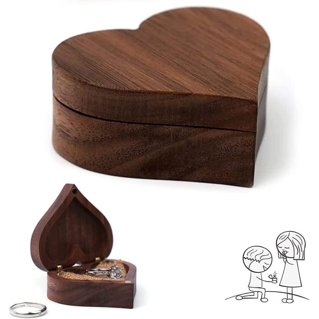 RV Caja para anillos, caja para anillos de boda, caja de madera para anillos de boda, caja para anillos, caja para anillos de compromiso de madera, caja para anillos de compromiso, para propuesta, com