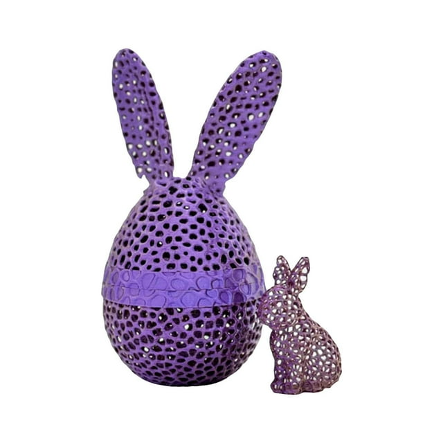 Binwennn Ornament Set Colorful Ornament Set Bulk Christmas Ornament 3D Printed Easter Bunny Egg Set Hollow Rabbit Ornament Collectible Figure Unique & Home