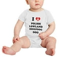 thumbnail image 2 of I Heart Polish Lowland Sheepdog Dog Funny Baby Bodysuits (White, 3-6 Months), 2 of 5