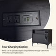 thumbnail image 3 of 2-Drawer Modern End Tables with Rear Charging Station V-shaped Design Matal Legs 2 Pieces for Living Room Black, 3 of 5