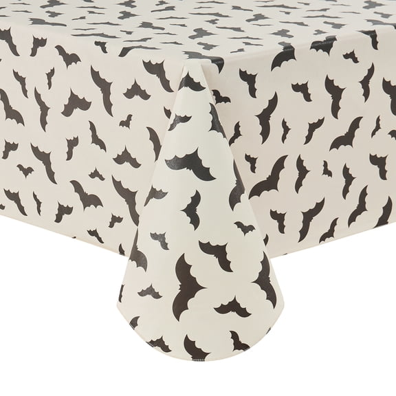Way To Celebrate Halloween PEVA Tablecloth Indoor & Outdoor Table 60" x 84" - Bat Toss