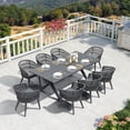 thumbnail image 1 of PURPLE LEAF 9 Pieces Patio Dining Set, Rectangular Aluminum Outdoor Table and 8 Wicker Chairs with Cushions for Garden Kitchen and Porch, Grey, 1 of 7