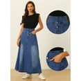 thumbnail image 2 of DARING DIVA Women's Casual Denim Skirt A-Line Flared Maxi Skirts S Blue, 2 of 6