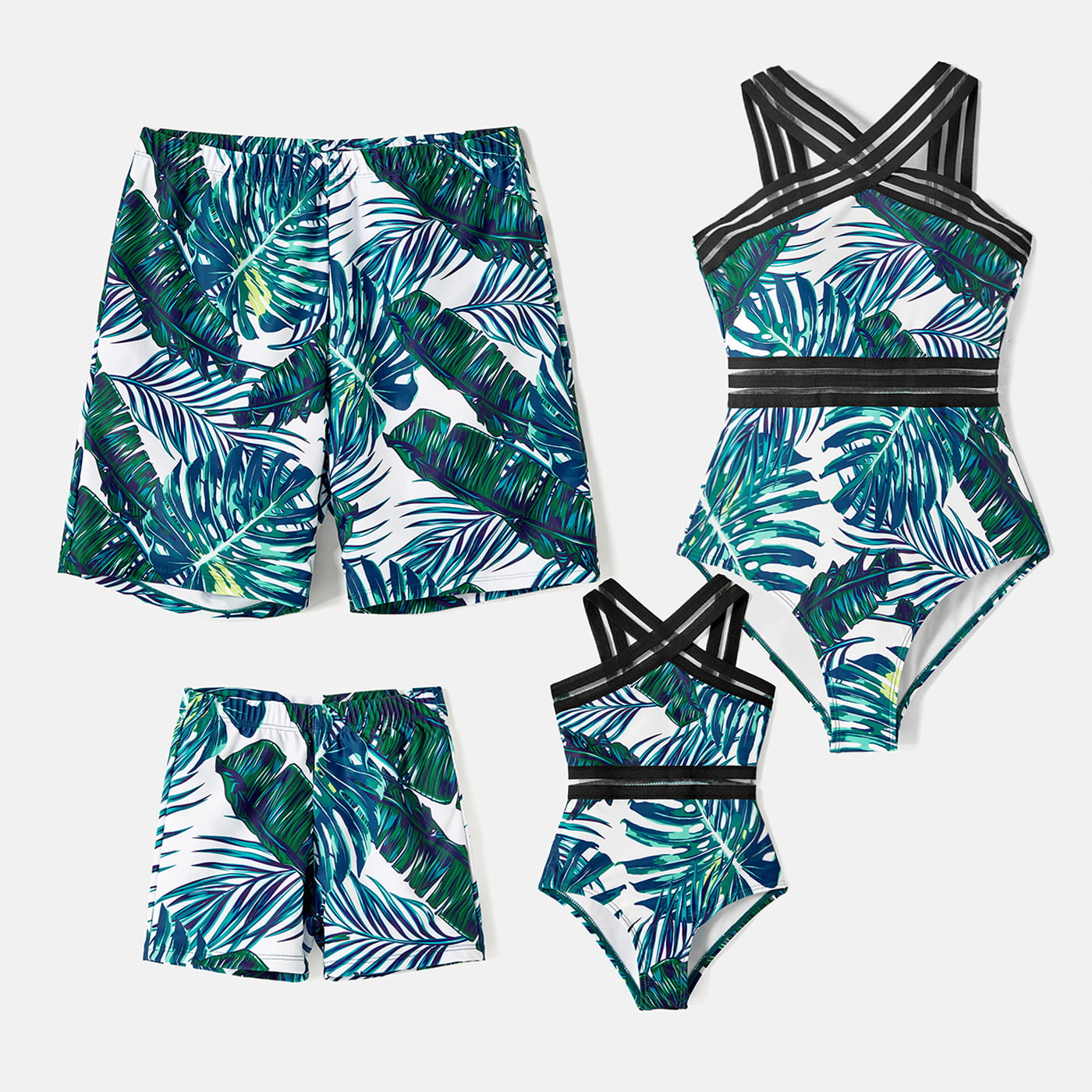 PatPat Family Matching Swimsuits Set Allover Palm Leaf Print,Mommy and ...