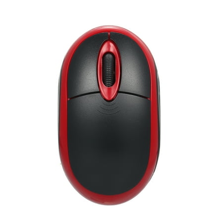 Laptop Desktop Pc Usb 2.4G Wireless Mouse 1600DPI Optical Mini Portable Mobile Mouse with USB Receiver 3 Buttons for PC Laptop Desktop Fit for Left/Right Hand (Black and Red) ()