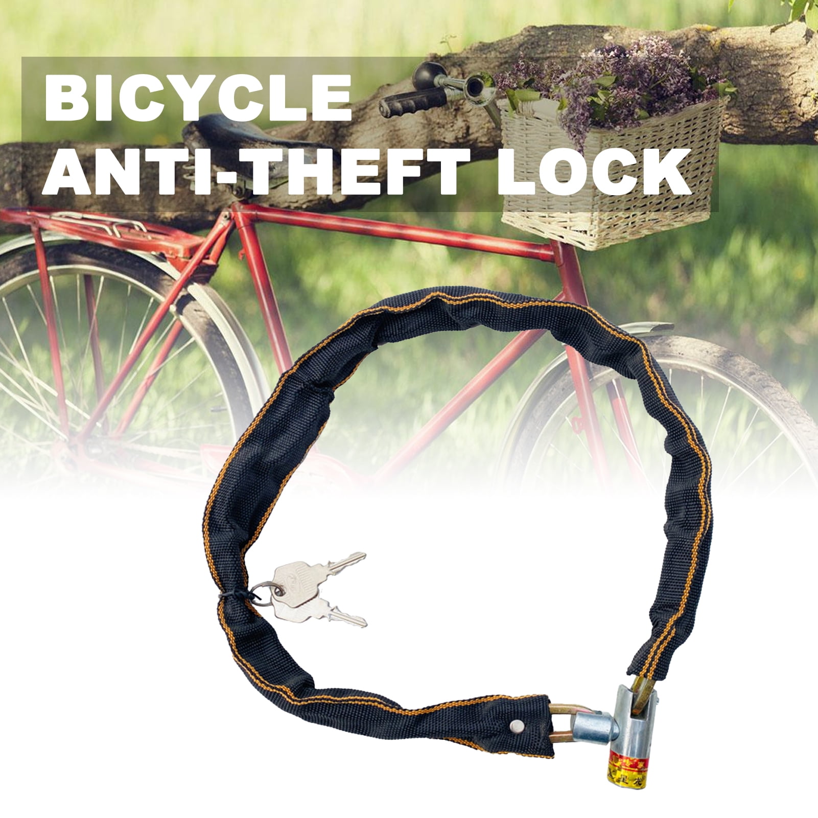 Road Bicycle Chain Security Lock Portable Anti-theft Lock For Motorcycle w/2Keys 