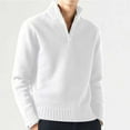 thumbnail image 2 of JTieacloth Knitted Cardigan Sweaters Male Casual Simple Bottom Sweater Solid Color Warm Wool Knit Half Zip Long Sleeve Sweater(White), 2 of 5