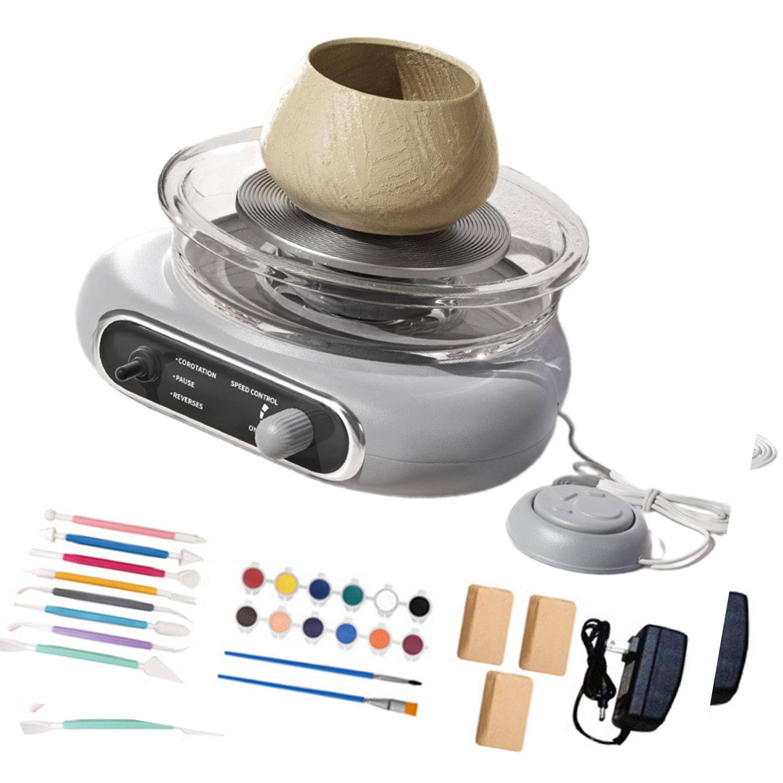 balikha Mini Pottery Wheel Kit with 8Pcs Sculpting Tools Compact Electric Clay Wheel for Children Adults Beginners DIY Craft Supplies Gray