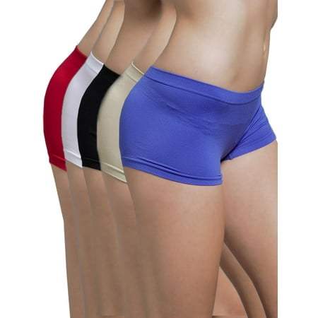 5-Pack Women's Seamless Basic Solid Color Spandex Boyshort Underskirt Pant Shorts Boxer