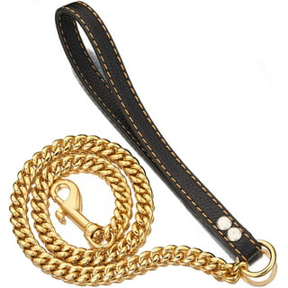 Gold Chain Dog Collar with Secure Snap Buckle -18K Gold Plated 20X Thicker,  19MM Cuban Link Dog Collar - Chew Proof Heavy Duty Fancy Gold Dog Chain