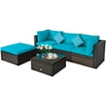 thumbnail image 6 of Patiojoy 5-Piece Outdoor Patio Sectional Rattan Sofa Set with Soft Back and Seat Cushion Turquoise, 6 of 6