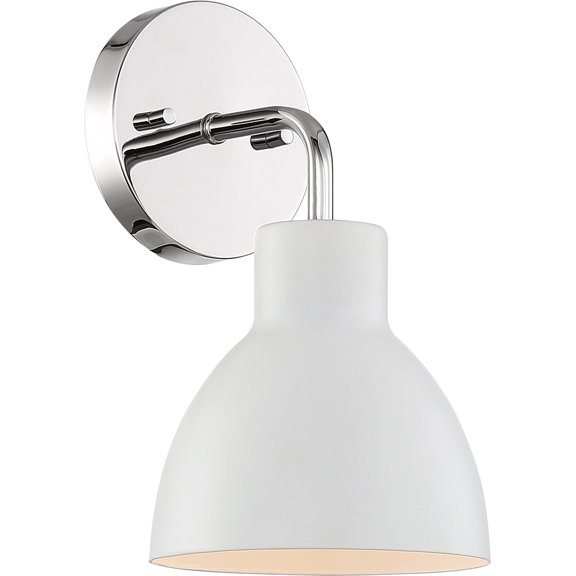 Nuvo 100W A19 Sloan Wall 1-Light 120v Polished Nickel & Matte White Shade