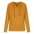 thumbnail image 4 of POTETI Sweatshirts for Women Plus Size Hooded Lightweight Hoodies for Women Fall Warm Long Sleeve Button Solid Color Loose Fit Pullover Tops,Yellow XXL, 4 of 6