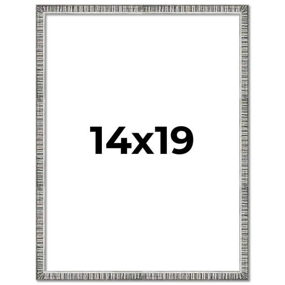 14x19 Frame Silver Grey Distressed Solid Wood Picture Frame | 0.75 Inch Moulding Width | Interior