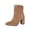 Coffee, variant on Women Pointed Toe Block Heel Ankle Boots Soft Flock Back Zipper Dress Boots Fashion Autumn Winter Solid Color Short Boots For Daily Party