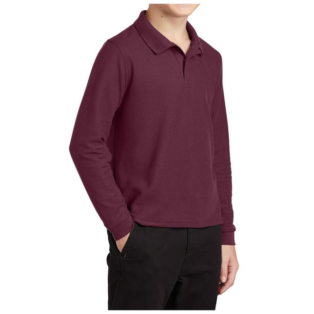 超人気高品質 Touch Silk Sleeve Long Youth Mafoose Polo XL Burgundy Clothing