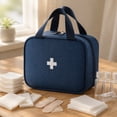 thumbnail image 4 of Medical Bag for Travel, Empty First Aid Bag, First Aid Kit Bag, Medical Supply Organizer, 8X6X3.5 Inch Large Navy Fabric Carry Pouch, Portable Handheld Storage Tote for Storing, 4 of 5