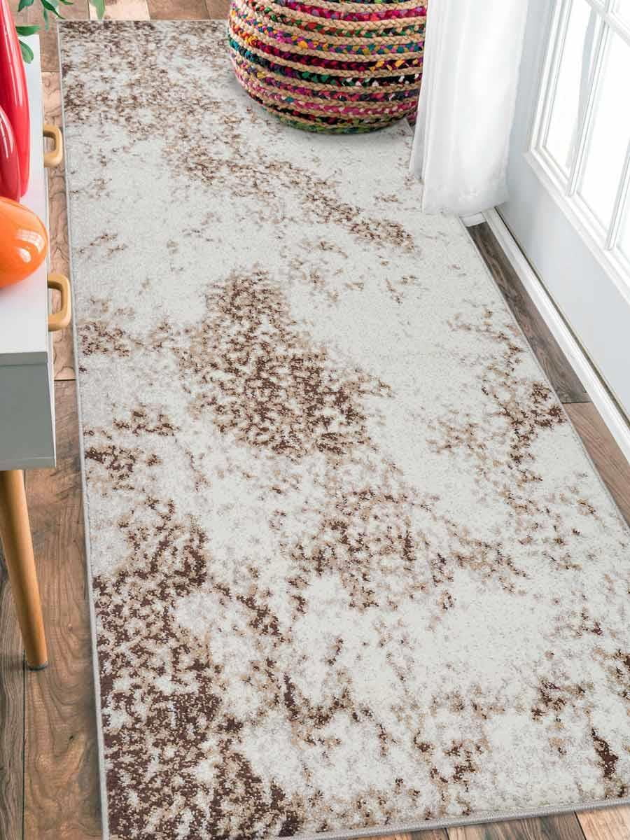 Rugsotic Carpets Machine Woven Heatset Polypropylene 2'6''x10' Runner Rug Contemporary Cream