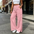 thumbnail image 6 of JIAYUE Women's Pants Casual Solid Color Drawstring With Pockets Button Design And Side Slit Long Sweatpants For Daily Relaxed Fit Lightweight Breathable Wear, 6 of 9