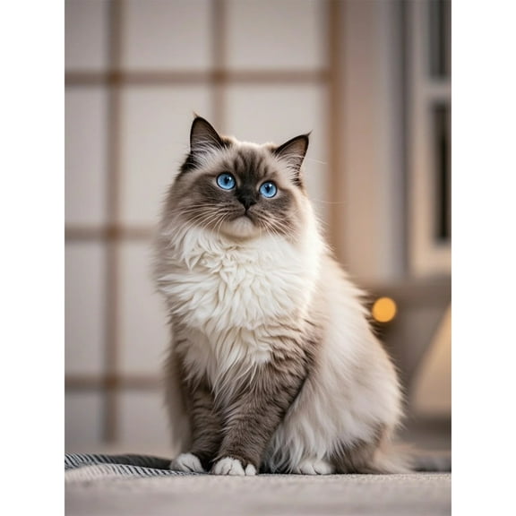 Ragdoll Cat Canvas Wall Art Framed Canvas Poster Prints Paintings Wall Art for Bedroom Bathroom Living Room Office Dining Room Restaurant Hotel Home Wall Decor 12x16 Inch