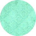 thumbnail image 1 of Ahgly Company Machine Washable Indoor Round Abstract Turquoise Blue Contemporary Area Rugs, 6' Round, 1 of 4