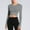 Gray, variant on DAFPZW Long Sleeve Crop Tops for Women Tummy Cross Fitted Yoga Running Shirts Gym Workout Cropped Tops