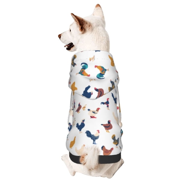 Fotbe Various Rooster Sudadera con Estampado para Perros Pequeños – Suéter con Capucha para Mascotas, Tela Suave de Forro Polar con Bolsillo-XX-Large