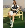 thumbnail image 4 of Women Striped Workout Set Two Piece Outfit Tracksuit Oversized Lounge Set Top and Shorts Sets with Pockets Black L, 4 of 9