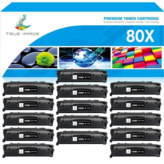 True Image Compatible 80X CF280X Toner Cartridge for HP CF280X 80X LaserJet 400 M401A M401DN M401DW MFP M425DN M425DW Printer (Black 15-Pack)
