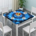 thumbnail image 3 of Blue Tie Dye Spiral Pattern Square Fitted Tablecloth with Elastic Edge,Square Table Cover,Washable Elastic Table Cover for Home Kitchen Party Decor 34"x34", 3 of 6
