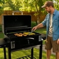 thumbnail image 5 of Grill Boss 32 Inch Charcoal BBQ Grill with Side Shelves, Built-In Thermometer, Black, 5 of 13
