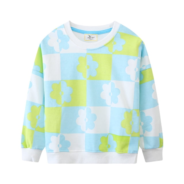 QUDDERR Chandail en Molleton à Manches Longues pour Filles Imprimés Mignons Pull Printemps Automne Col Rond pour 2-7 Ans
