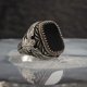 thumbnail image 1 of Anillo clásico con incrustaciones de piedra negra para hombre, anillos Punk de circón, joyería de lujo para boda, compromiso, moda, 1 of 4