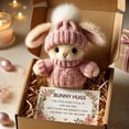 thumbnail image 2 of Mini Bunny Hug Cute Easter Gift, Crochet Mini Rabbit Hug with Knitted Hat and Pom Pom, Bunny Stuffed Animal Sets with Box and Sweet Card, Comforting Gift for Loved Ones Teachers, Friends, 2 of 8