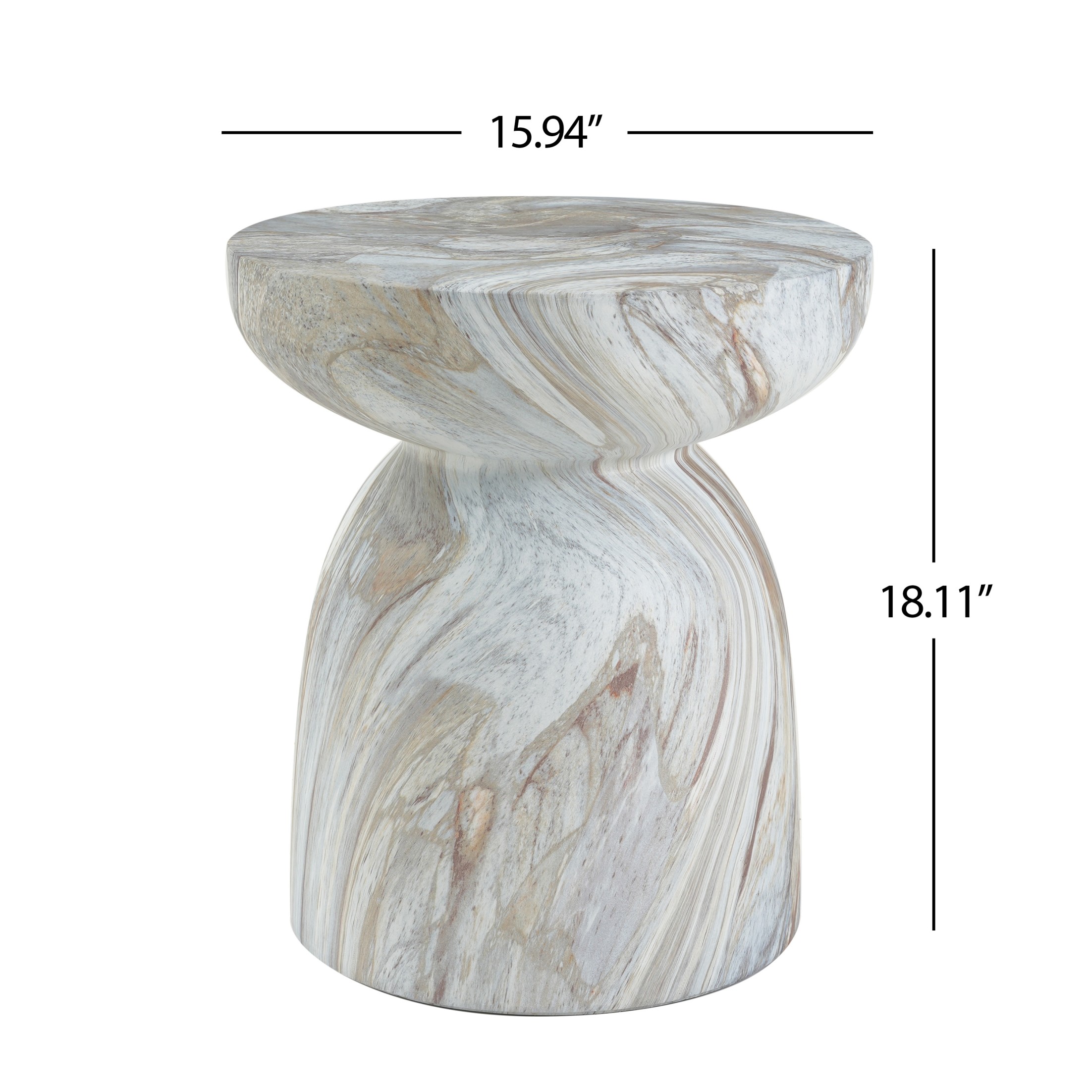 Christopher Knight Home Lightweight MGO Accent Side Table with Hourglass Silhouette, Mist Stone