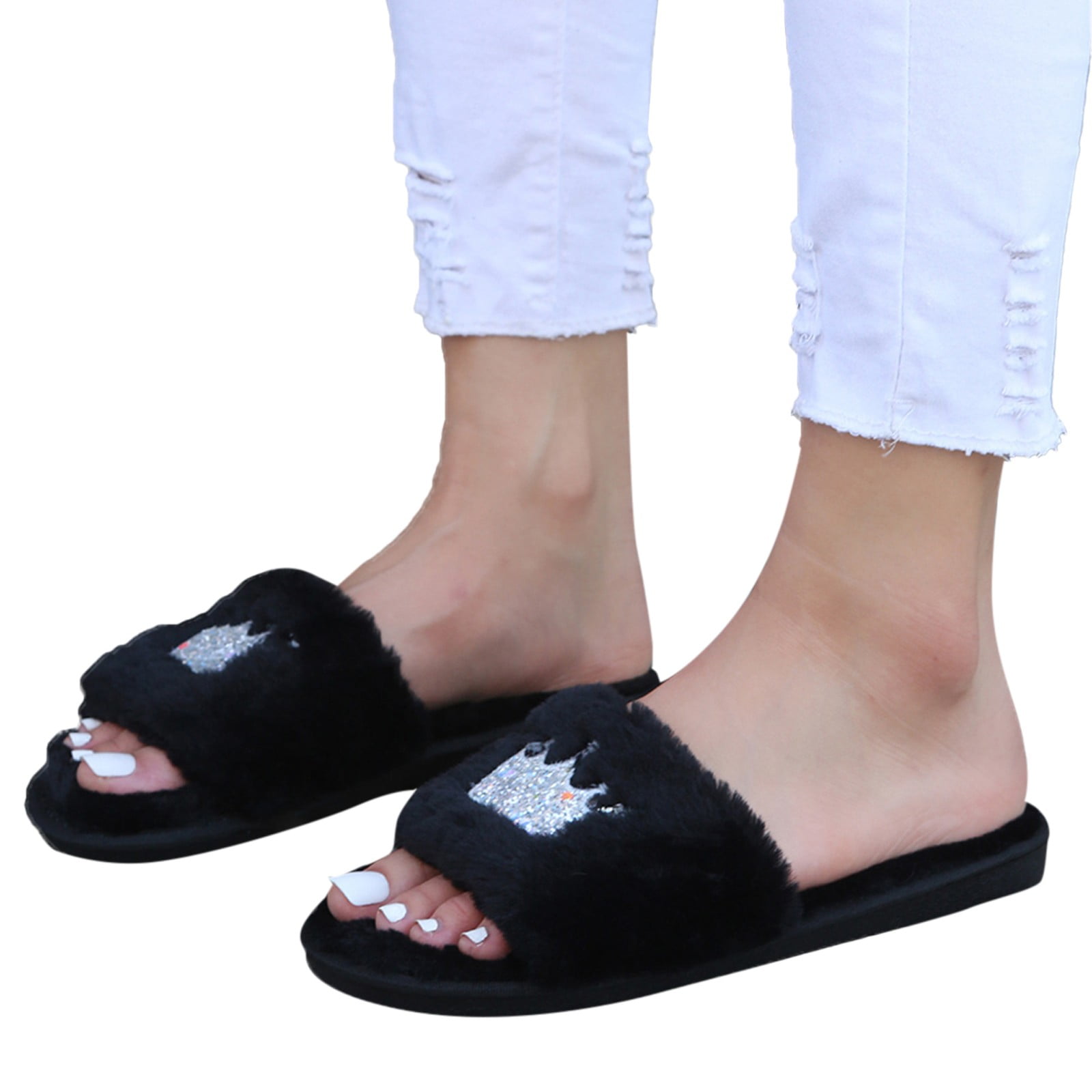 Luxury Real Fur Open Toe Pink Fluffy Slippers With Thermal Leather Soles  And Plush Design Indoor Light Shoes L3584466 From Akap, $87.31