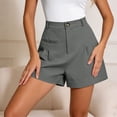 thumbnail image 7 of Women's Solid High Waist Pleated Shorts with Belt and Pockets, Elastic Casual Summer Style, 7 of 7