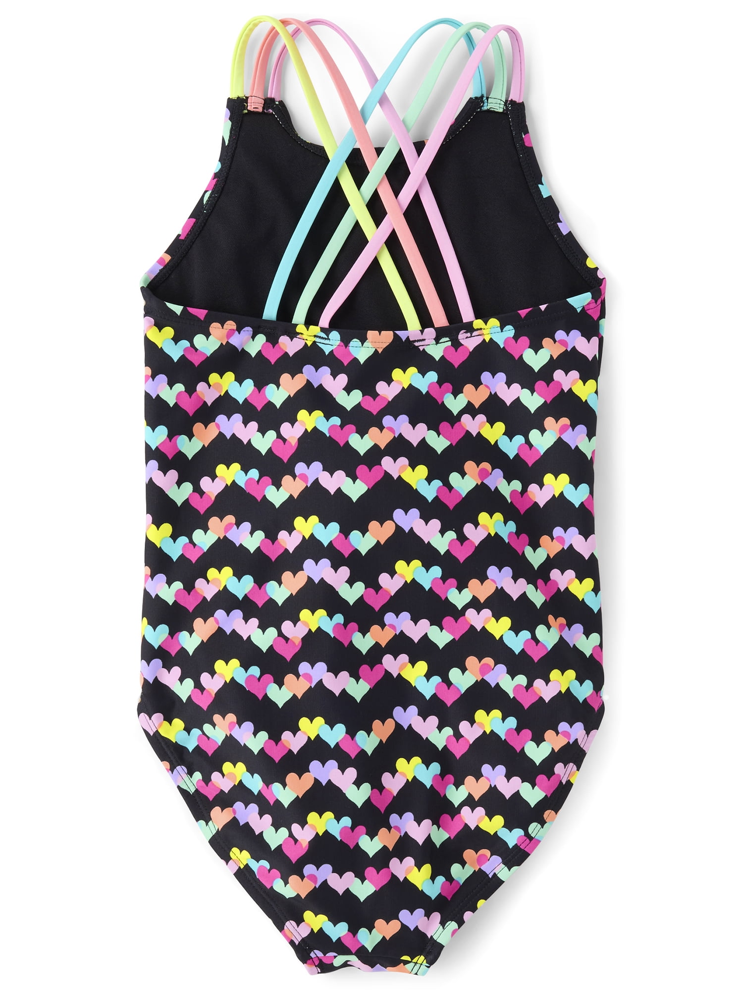 The Children's Place Girls Sleeveless Printed Cross Back One Piece Swimsuit, Sizes XS-XXL