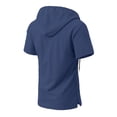 thumbnail image 7 of Men's Cotton Short Sleeve Hooded T-Shirt, Solid Color Casual Tee with Pocket, Button Down Closure, Soft Breathable Fabric, Daily Wear Streetwear Gym Vacation, Beach | Zenithor,Navy L, 7 of 7