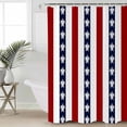 thumbnail image 4 of Shower Curtain Bathroom Set Retro Marine Turtle Waterproof Fabric Shower Curtains with Grommets&Hooks Red Blue White Geometric Stripe Privacy Bath Curtain for Bathtub 48x72in, 4 of 7