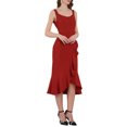 thumbnail image 2 of Vestido midi de cola de pez sin mangas con escote corazón elegante y con volantes para mujer Inspire Chic XL rojo, 2 of 4