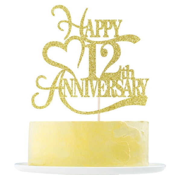 Fiesta de 12º aniversario de Cake Topper Yetxel Gold Glitter