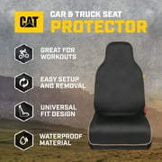 Caterpillar Waterproof Automotive Seat Cover for Cars Trucks and SUVs, 1 Piece Durable Neoprene Seat Protector for Front Seats, Black Car Seat Cover with Beige Trim